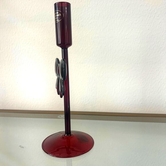 Cupcakes & Cashmere Red Bow Glass Taper Candle Holders Set of 2 Holiday Glam New - Picture 10 of 12